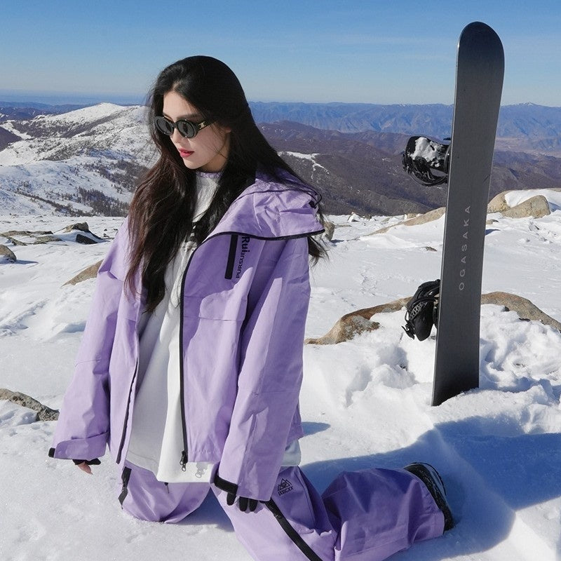 Waterproof Ski Suit Set Fleece-lined  Warm Three-piece Set