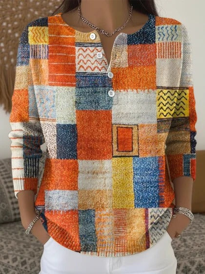 Buttoned Long-Sleeve Hoodie AutumnWinter Printed Fashionable & Unique Casual Sweater Coat For Women