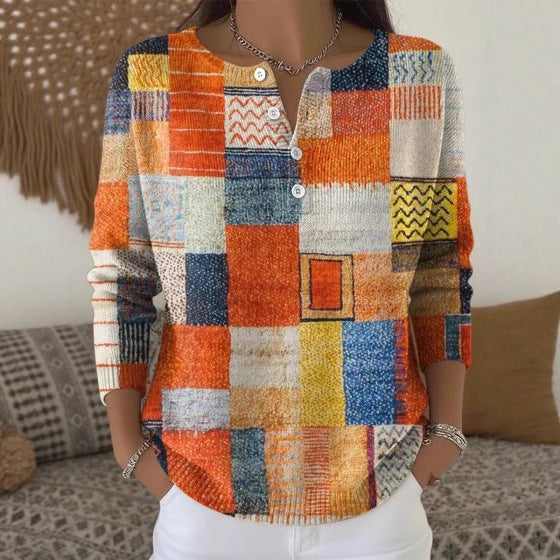 Buttoned Long-Sleeve Hoodie AutumnWinter Printed Fashionable & Unique Casual Sweater Coat For Women