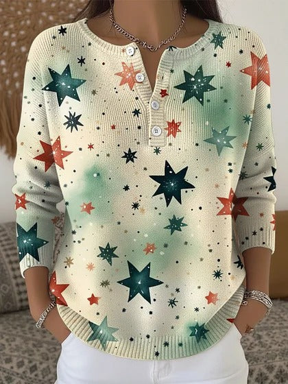 Buttoned Long-Sleeve Hoodie AutumnWinter Printed Fashionable & Unique Casual Sweater Coat For Women