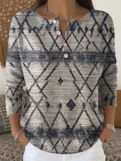 Buttoned Long-Sleeve Hoodie AutumnWinter Printed Fashionable & Unique Casual Sweater Coat For Women