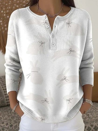 Buttoned Long-Sleeve Hoodie AutumnWinter Printed Fashionable & Unique Casual Sweater Coat For Women