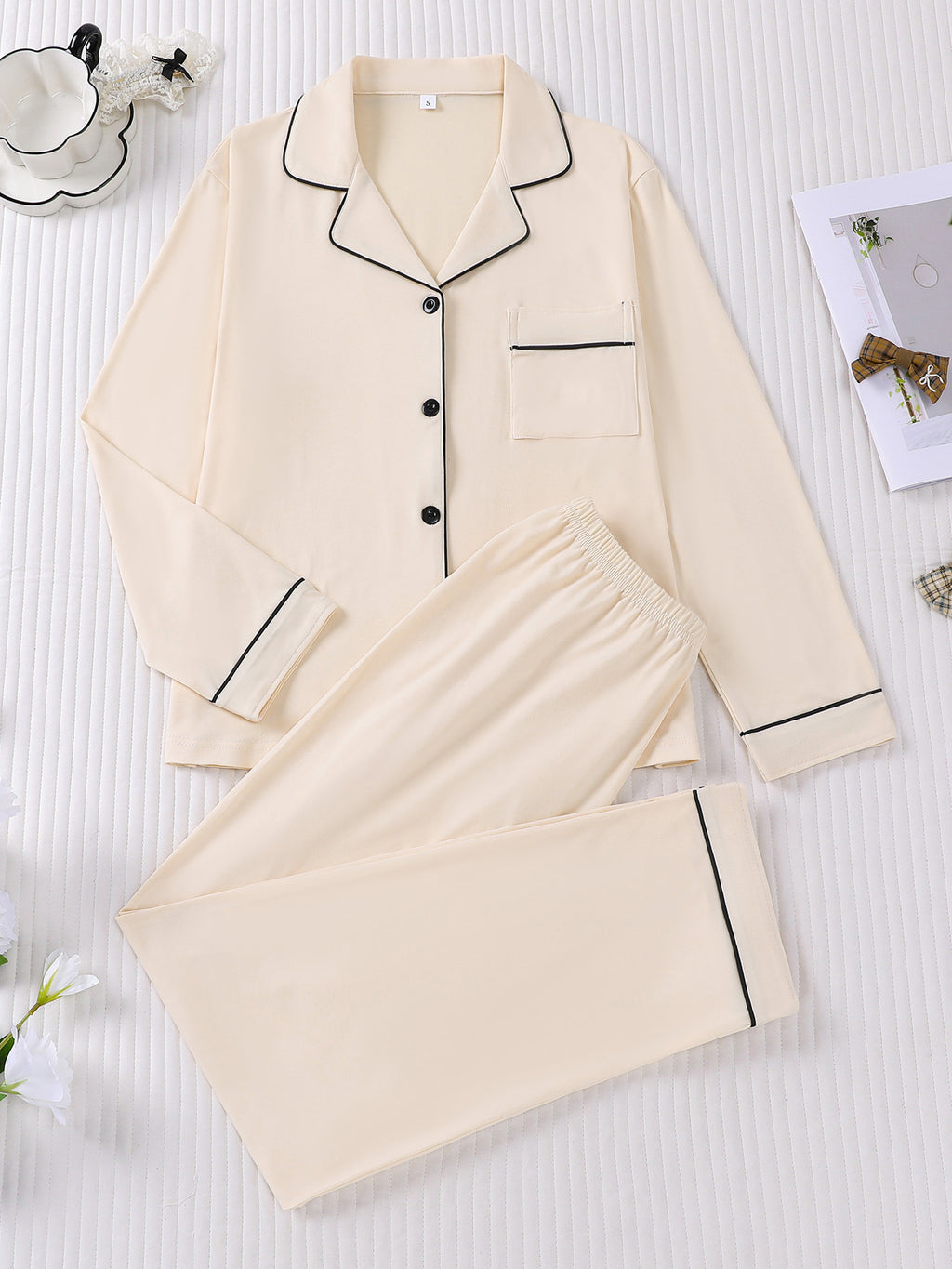 Womens Casual Cardigan Set With A Lapel And Long Sleeves