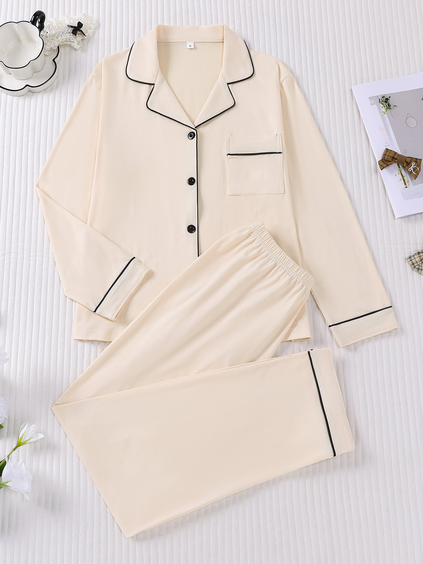 Womens Casual Cardigan Set With A Lapel And Long Sleeves