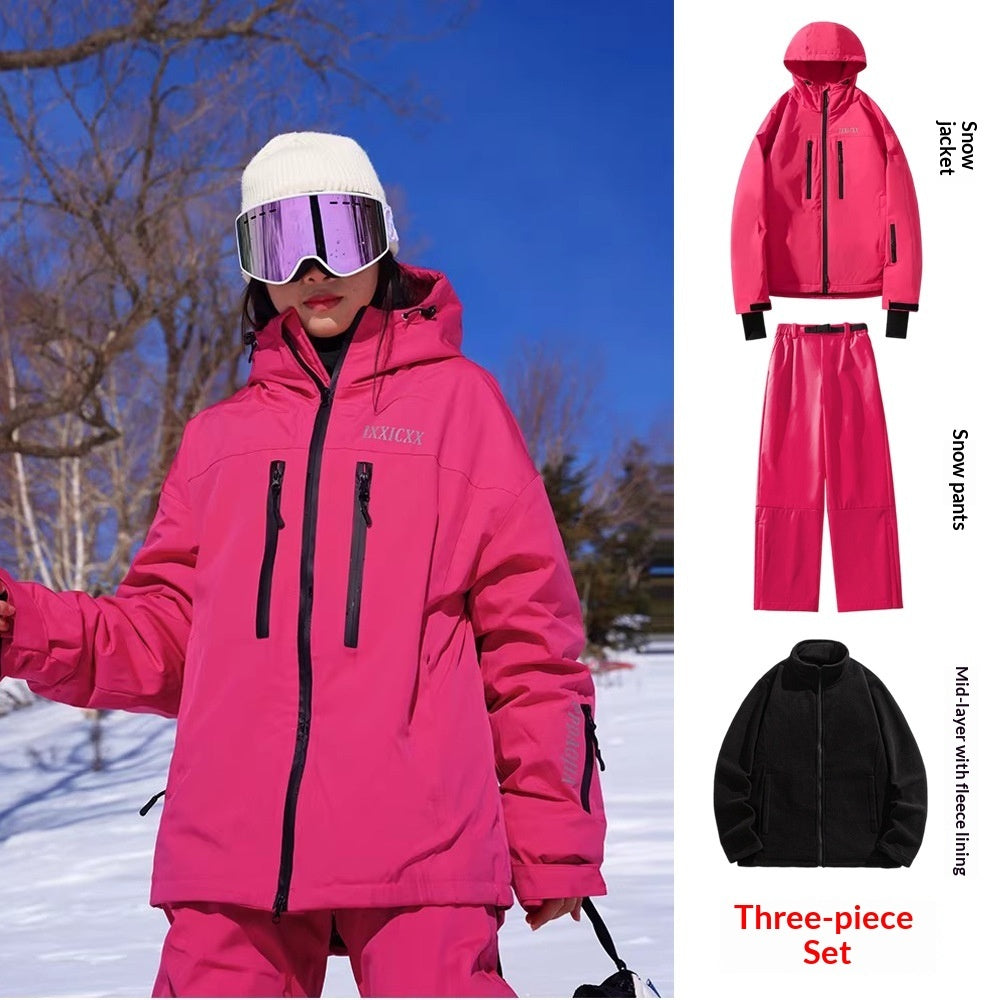 Waterproof Ski Suit Set Fleece-lined  Warm Three-piece Set