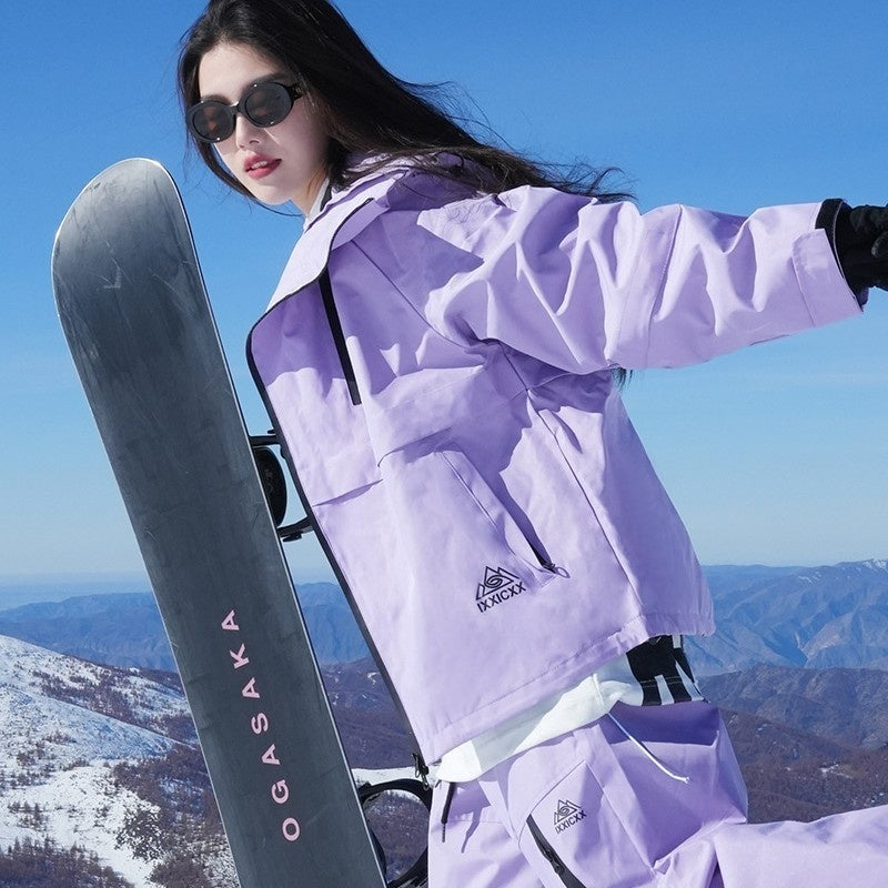 Waterproof Ski Suit Set Fleece-lined  Warm Three-piece Set