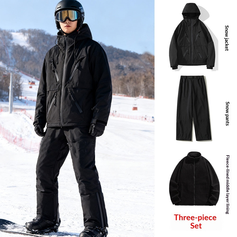 Waterproof Ski Suit Set Fleece-lined  Warm Three-piece Set